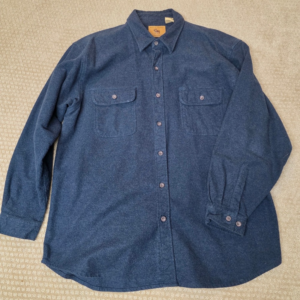 Moose Creek 2XL Heavyweight Cotton Flannel Button Down Shirt Navy Blue